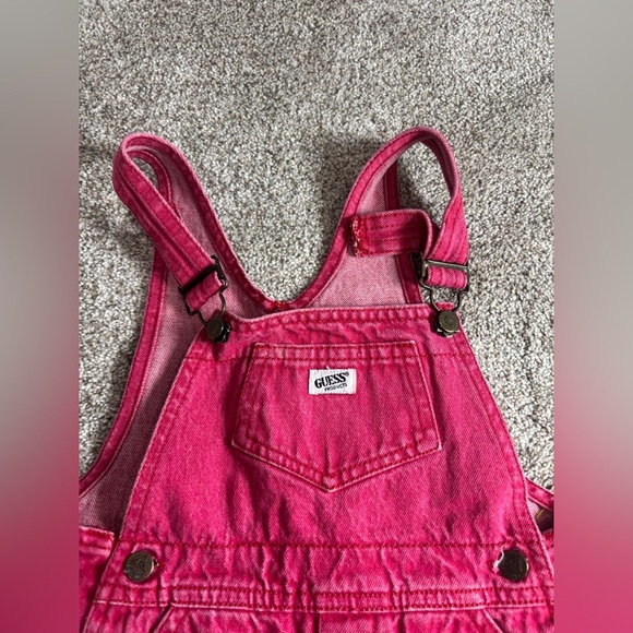 Vintage Guess Toddler Pink Red Overalls 3 years Gender Neutral - Picture 7 of 7